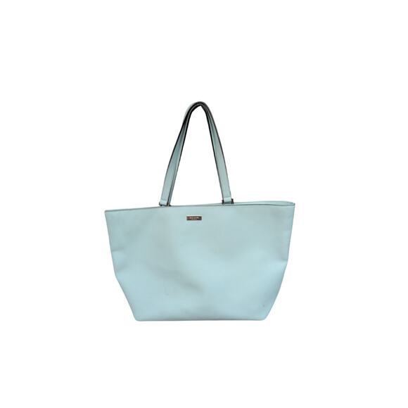 Kate Spade Light Blue Crossgrain Leather Top Handle Tote Bag - Picture 1 of 9